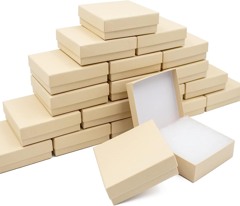Cardboard Jewelry Brown Gift Boxes 20 Pack3.5&times;3.5&times;1 Inch Displaying Necklaces et