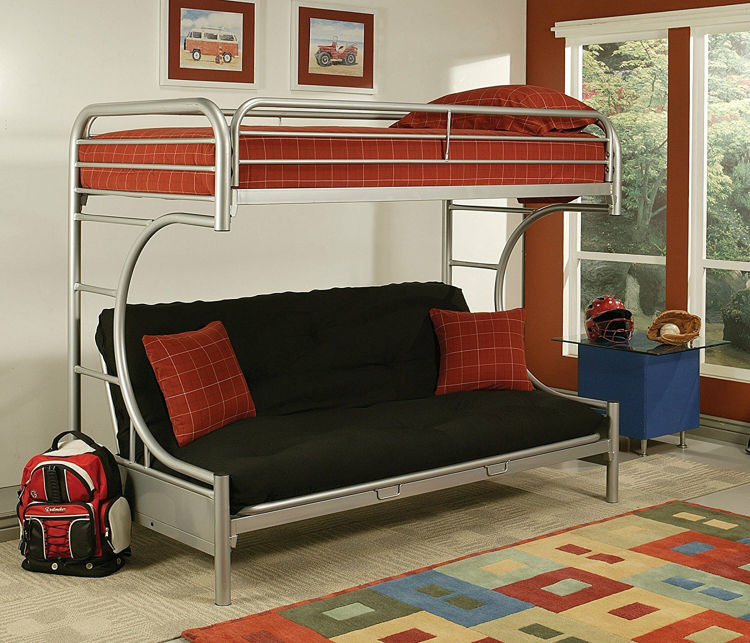 Acme Eclipse Twin over Full Futon Bunk Bed in Silver ...