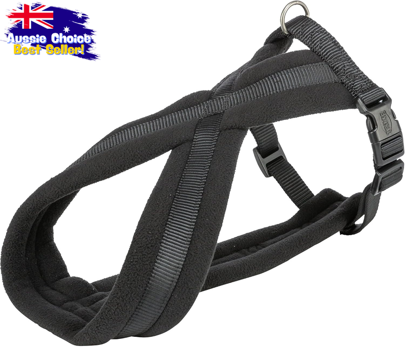 Black Fleece Padded Harness XS-S 30-40cm Durable Dog Pet Adjustable Lead