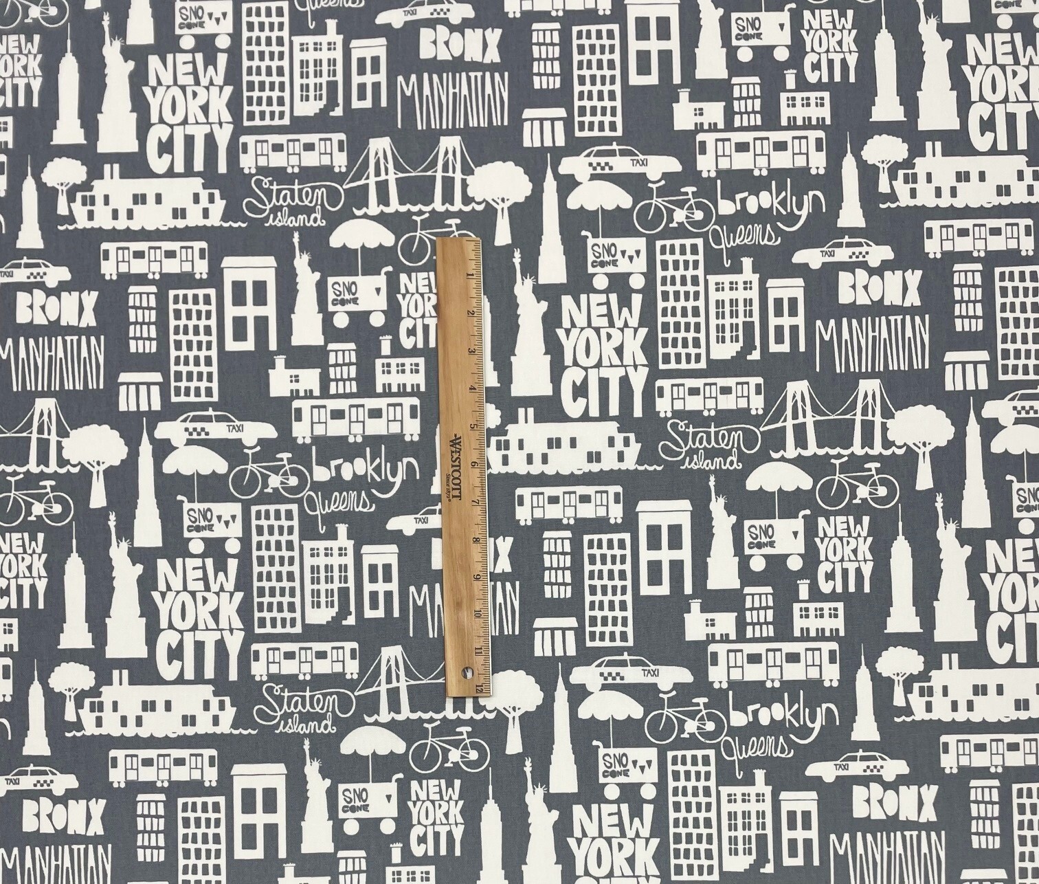 P KAUFMANN EAST COAST NEW YORK CITY GRAY TOILE 100% COTTON FABRIC BY YARD 54"W