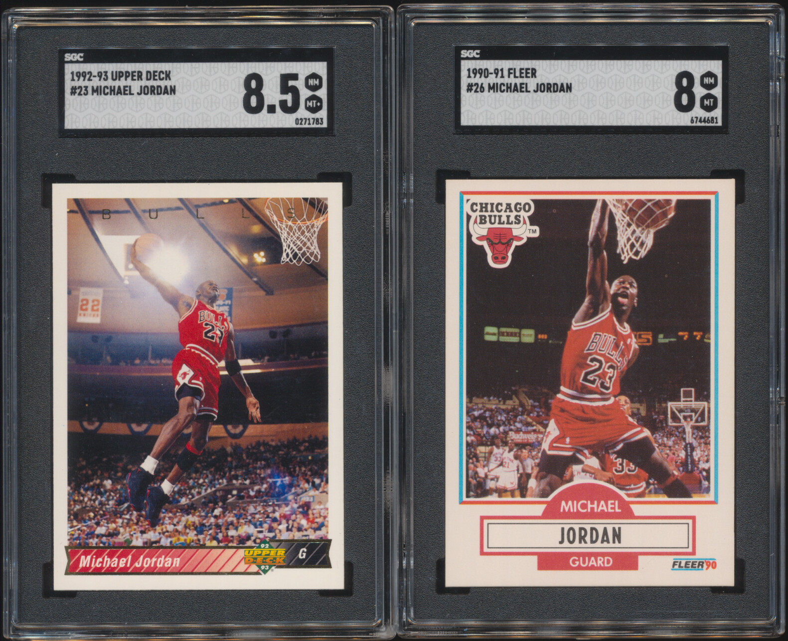 2 Card Lot Michael Jordan 1990 1992 Fleer Upper Deck 26 23
