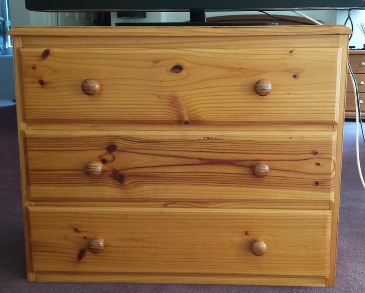 3 Drawer Wooden Pine Timber Extra Wide Drawers 33 Dressers