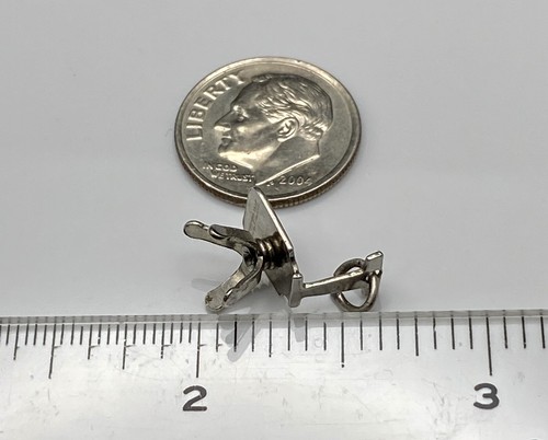 Vintage Sterling Silver Old Office Chair Swivels Moves Turns Movable Charm