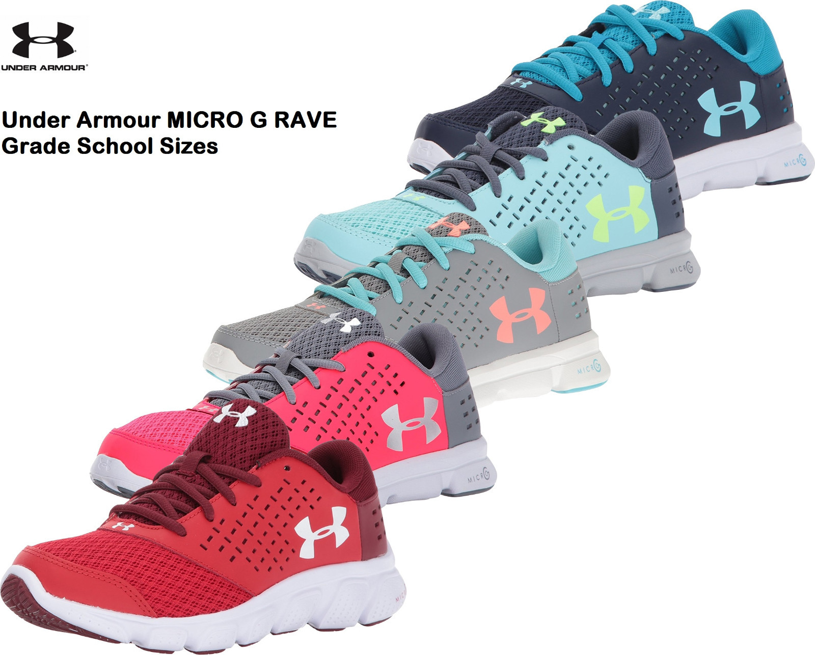 

Under Armour Girls Shoes Кроссовки MICRO G RAVE GRADE SCHOOL 1285435 НОВИНКА, Micro G
