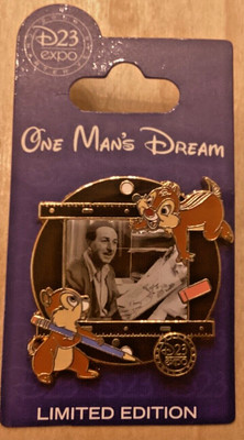  Disney D23 Expo One Man's Dream Animation Walt Chip and Dale LE 1500 Pin