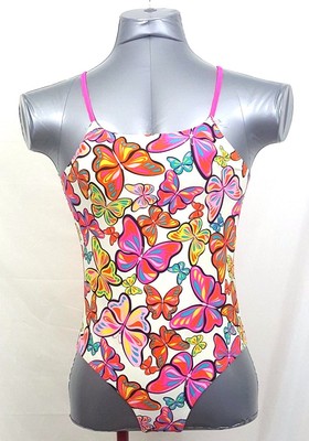 Girls Swimsuit Ocean Pacific Size 14  16 Multi Colored Butterfly 1 Pc Lined