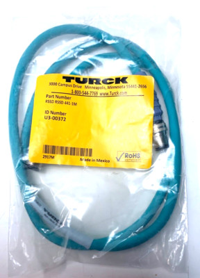 Turck RSSD RSSD 441-1M Ethernet Extension Cable CAT5E M12 4-Pin 1m U3-00372