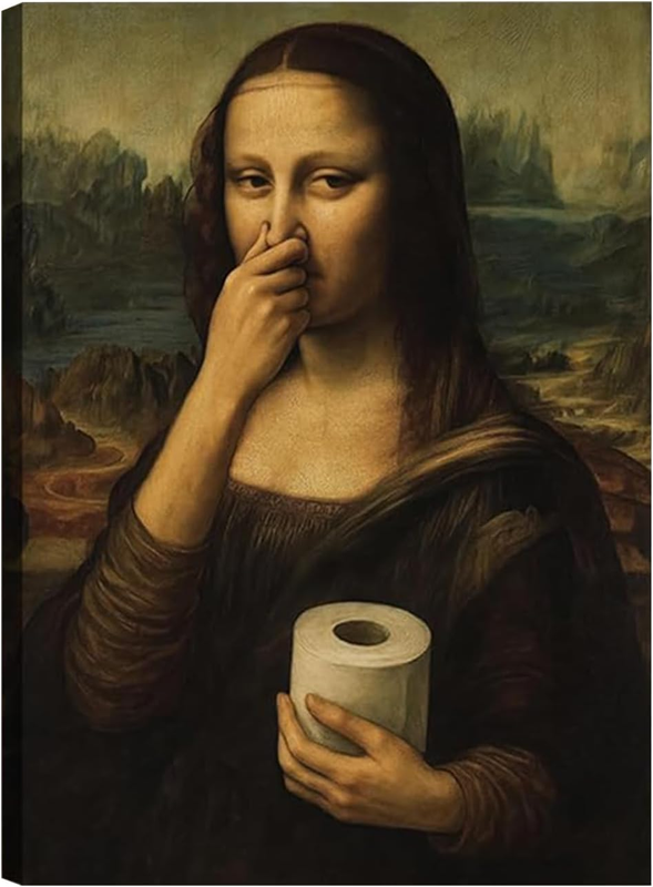Lustiges Mona Lisa Wandbild für Bad Toilette Witziges Poster 40x30 cm