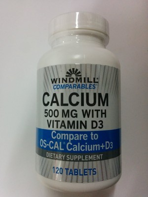 Windmill Comparables Calcium 500 mg with Vitamin D3, 120 Tablets​