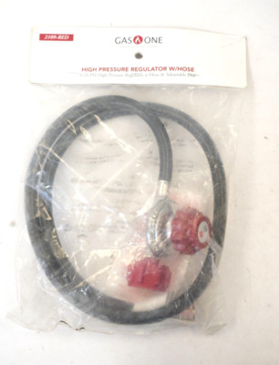 GasOne 4' High Pressure Adjustable Regulator 020 PSI 1-Type Hose 2109-Red