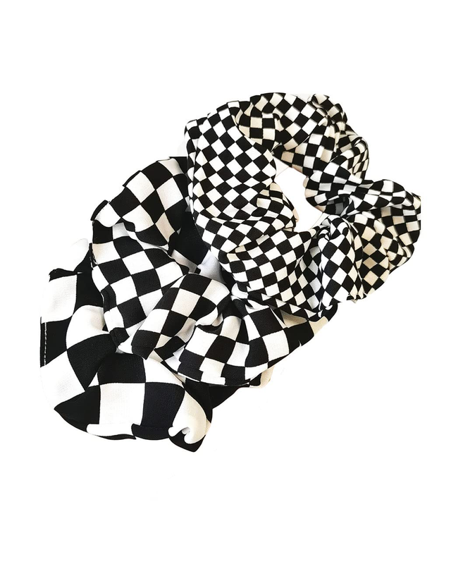 Checkered Plaid Scrunchies Black White Plaid Checkered Hair Scrunchies Checkerbo