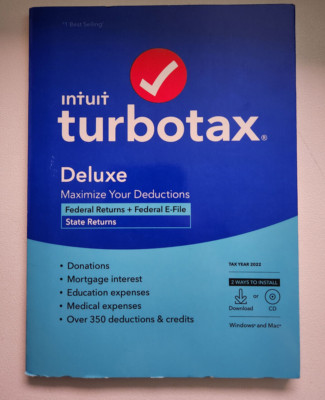 TurboTax Deluxe Federal and State Tax Software new [2022]
