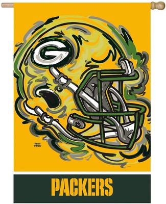 Двухсторонний вертикальный флаг из замши Green Bay Packers 29 x 43, РЕГ Джастин Паттен
