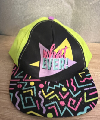 Retro Flashback What Ever! Baseball Hat 80s 90s Neon Print