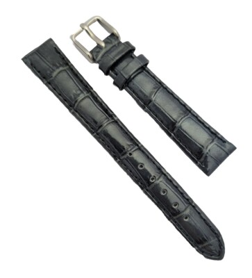 Genuine 14mm Alligator Black Leather Watch Strap Band Lucien Piccard Design