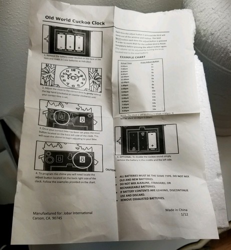 Newhall Old-World Cuckoo Clock Mfg by Jober Intl NIB Free Ship