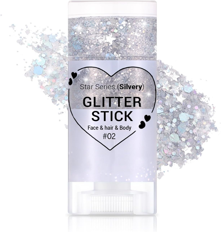 Silver Body Glitter Stick, Mermaid Sequins Face &Hair Glitter Makeup