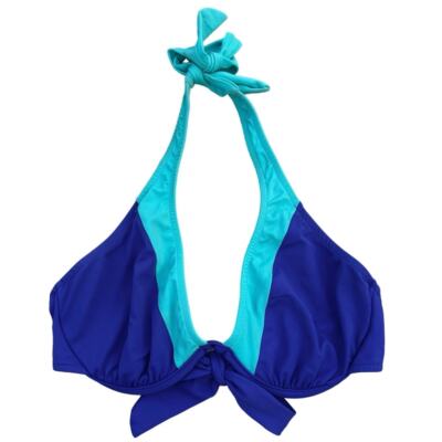 Venus Underwire Bikini 32DDD Bathing suit top halter blue teal comfort support