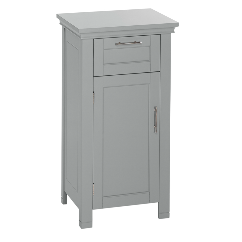 Gray Grey Narrow Wooden Floor Cabinet 3 Tier Bathroom Shelf Towel Storage Door