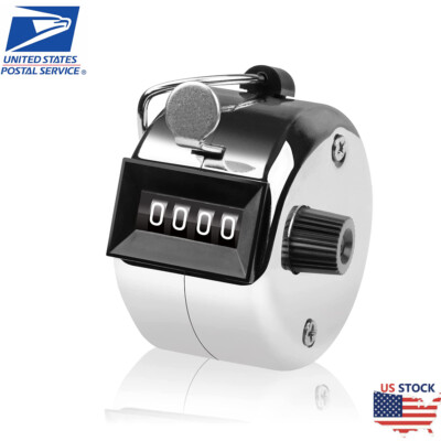 4 Digit Number Dual Clicker Golf Hand Tally Counter Metal Handy Convenient New.