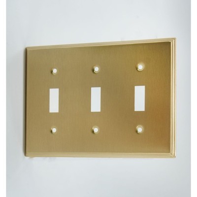 Rio Salto Modern Metal Gold 3-Gang Triple Toggle Light Switch Plate Cover