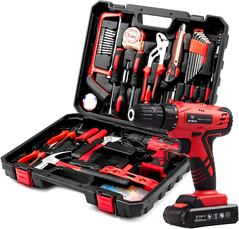 , Cordless Hammer Drill Tool Kit 110pcs Household Power Tool