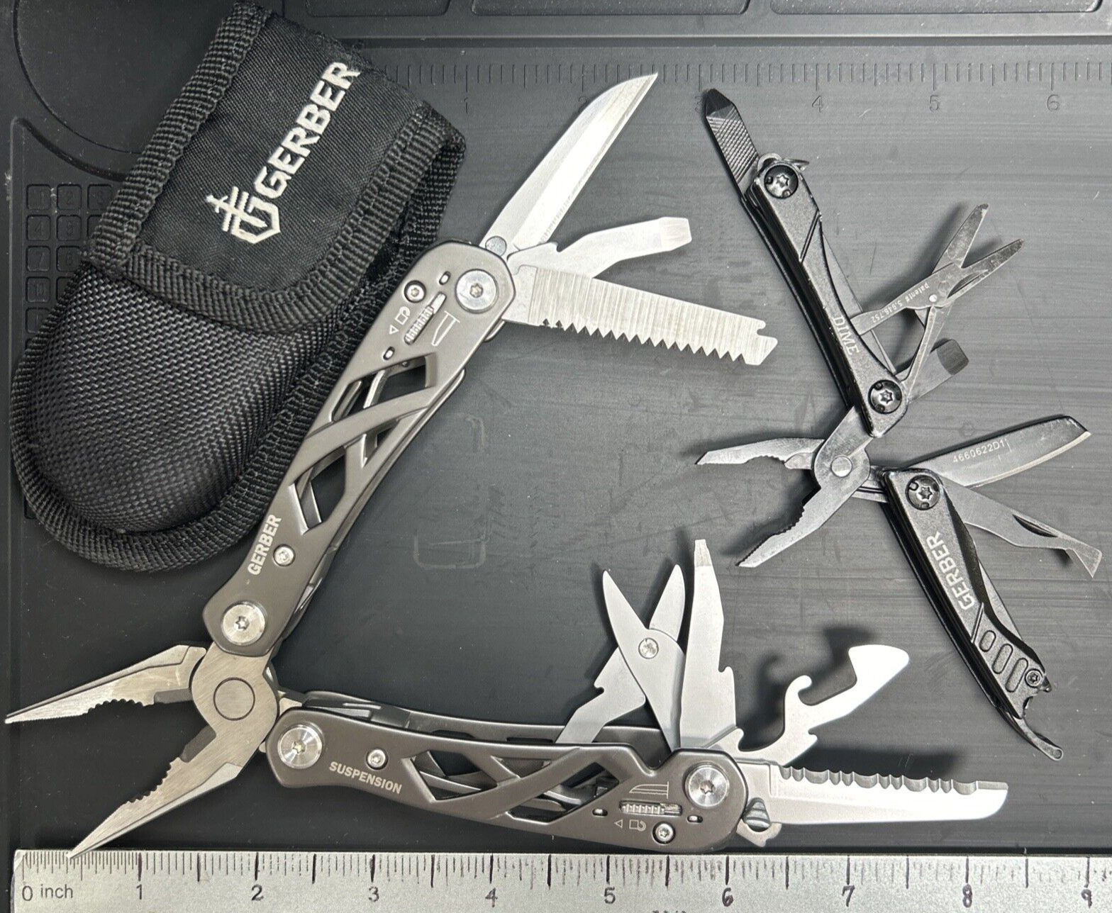 Lot of (2) Gerber Suspension Gray W/Sheath & Dime Black Mult