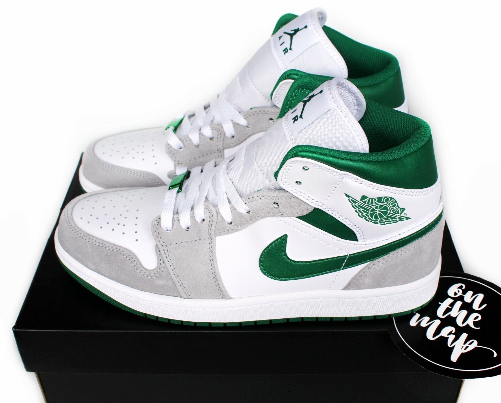 Nike Air Jordan 1 Retro Mid SE Smoke Grey Pine Green UK 5 6 Nike Air Jordan 1 Retro Mid SE Smoke Grey Pine Green UK 5 6