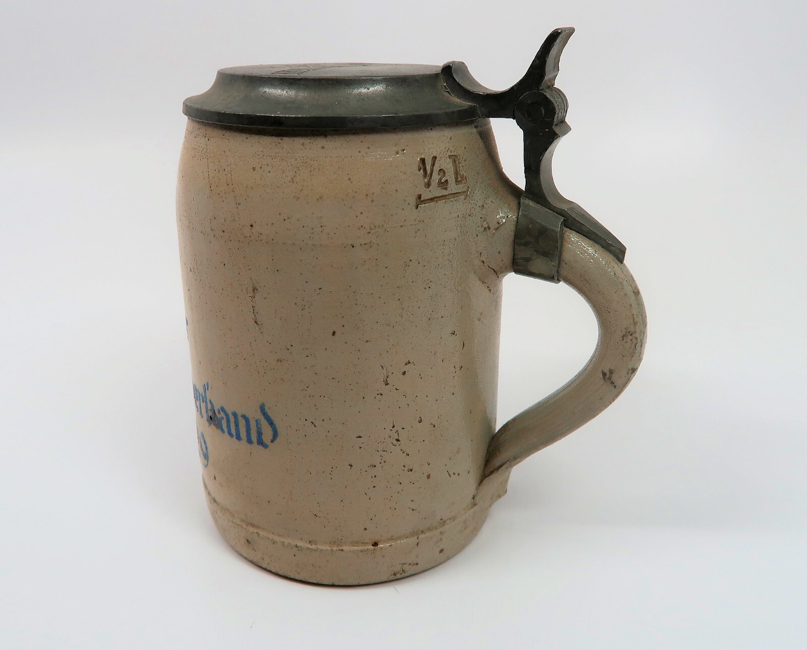 WW1 Imperial German 50 year service stein beer mug glass named veteran estate