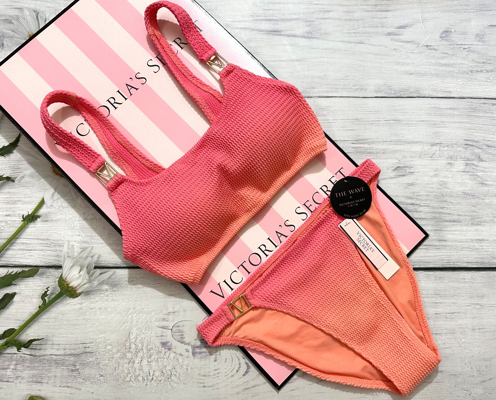 

Бикини Victorias Secret Pink Ombre Wave Scoop Бикини-топ + низ бикини, Оранжевый