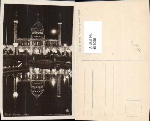 618056,Foto Ak Kopenhagen Kobenhavn Tivoli Konsertsalen b. Nacht beleuchtet Denm img