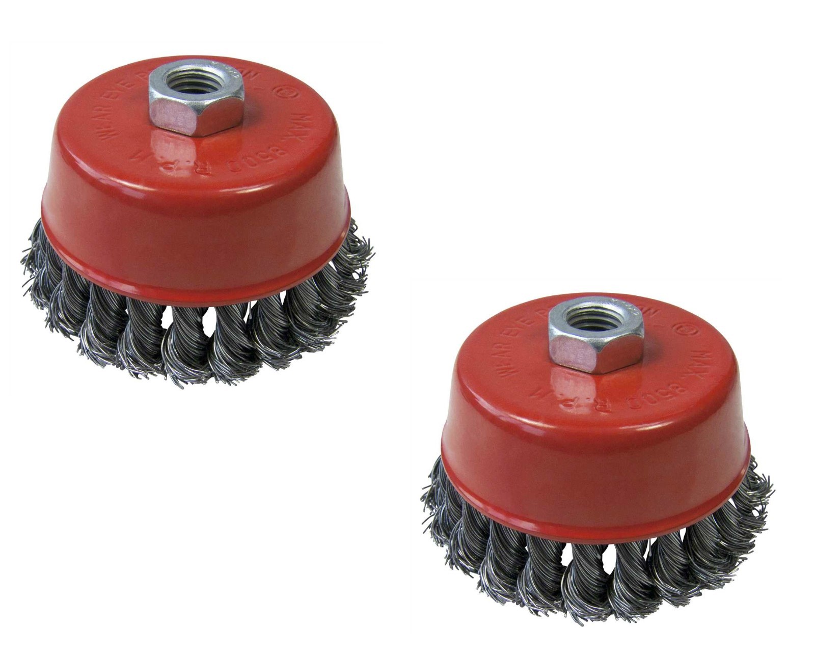 2 x 4" TWIST KNOT WIRE WHEEL CUP BRUSH SET 100mm for 115mm 41/2" Angle