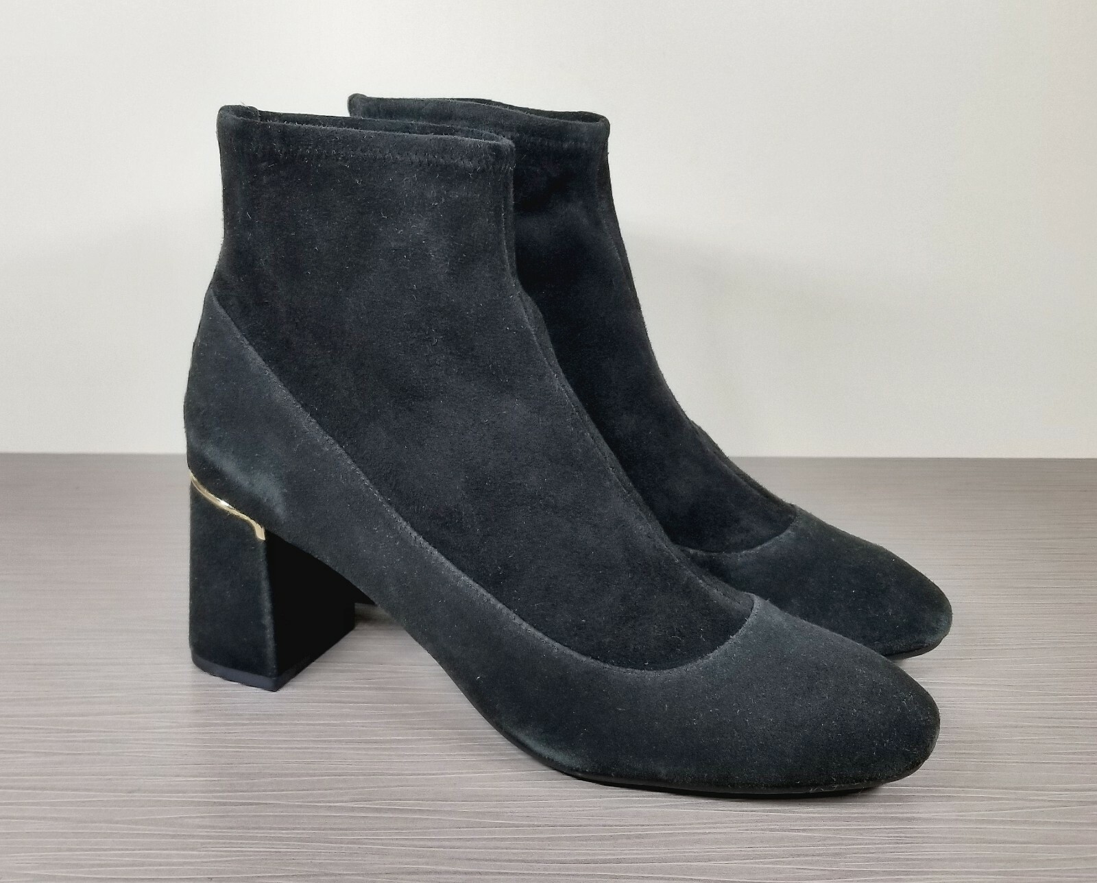 Cole Haan Laree Booties, Black Stretch Suede, Womens Size 10 B