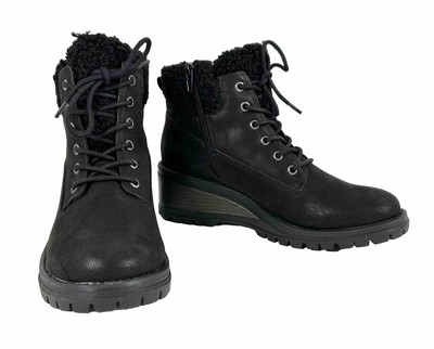Fergalicious By Fergie Genesis Women s Wedge Ankle Boots 9.5 Black Lace Up