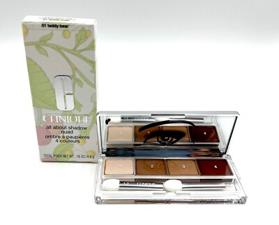 New in Box! Clinique All About Shadow Quad ~ 01 Teddy Bear ~ 4.8g ~ Full Size