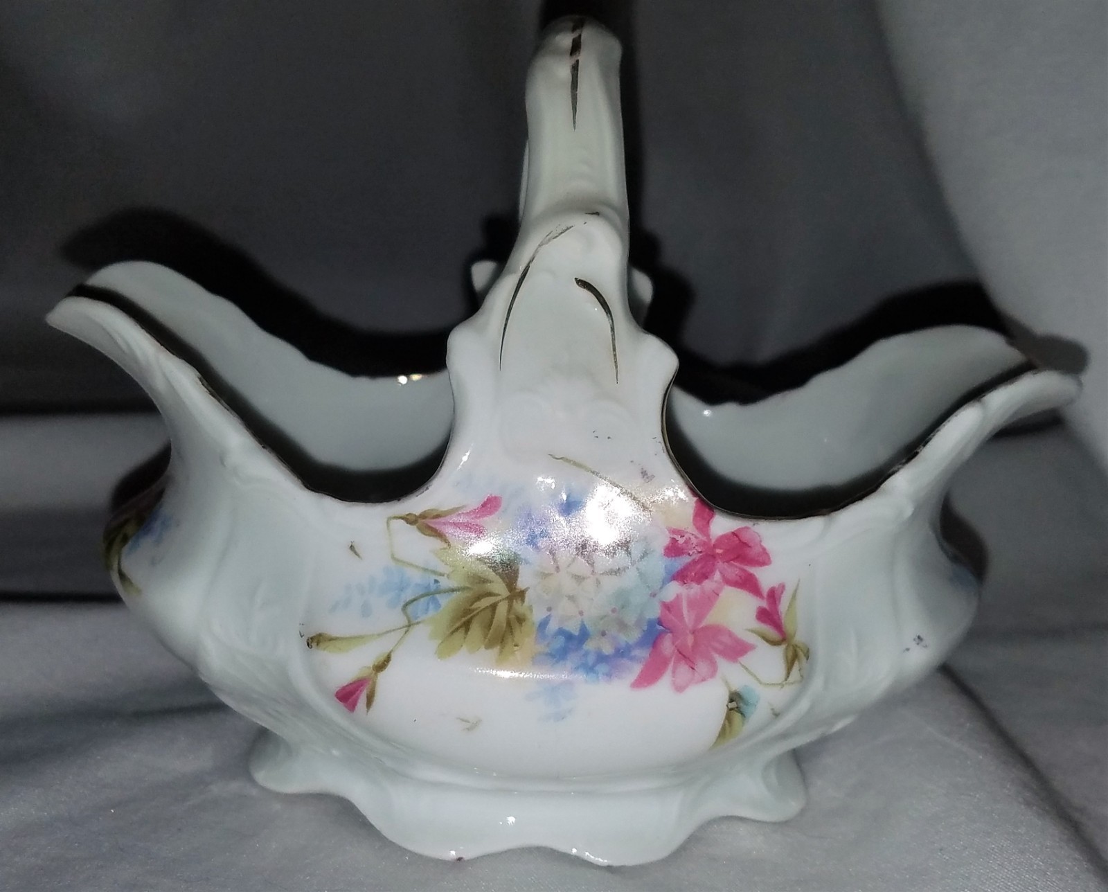 Antique Vintage Ceramic Basket 4.25