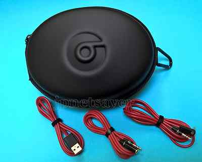 Hard Case Plus 3 accessory CABLES for Beats  STUDIO 3/ 2 , SOLO 3/2 Headphones