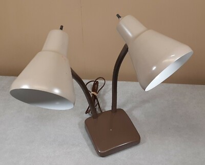 Pair of MCM Industrial MetalEnamel Lamps