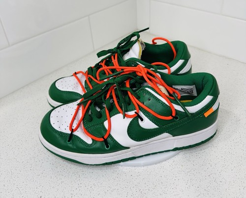 MEN'S NIKE DUNK LOW OFF-WHITE USED SIZE 8 WHITE PINE GREEN