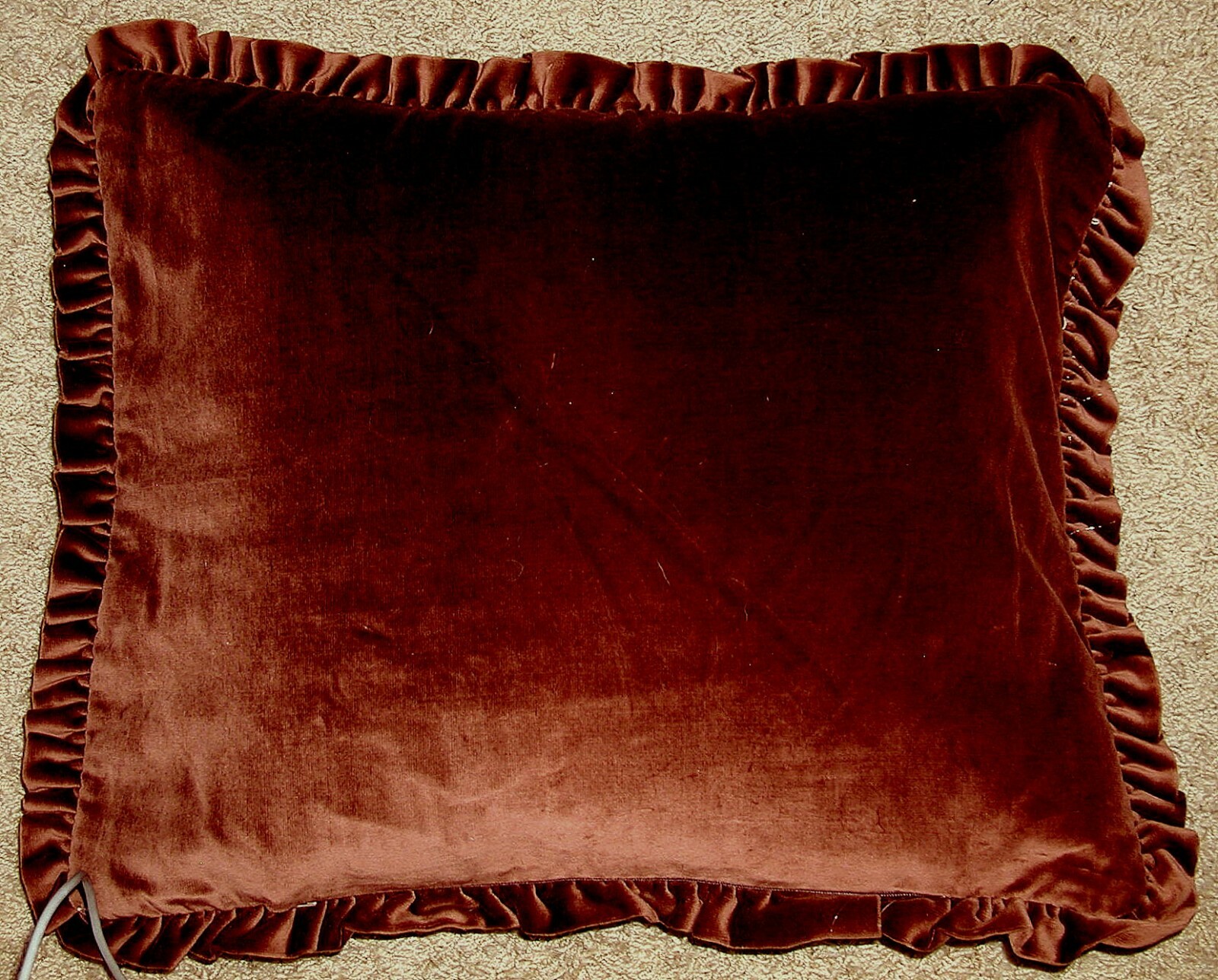 VTG Midcentury NOS Smocked Choc Brwn Velvet Pink Rose Gold Tapestry PILLOW COVER