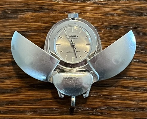 Vintage Parmex silver tone Cicada WATCH pendant pocket watch