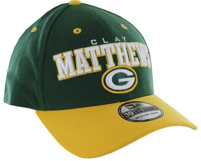 Двухцветная шляпа Green Bay Packers Clay Matthews Flex Fit длиной 39 см.