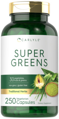 Super Greens Capsules | 250 Count | Non-GMO & Gluten Free | by Carlyle