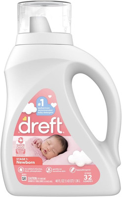 Dreft Stage 1: Newborn Baby Liquid Laundry Detergent, 32 Loads, 46 Fl Oz