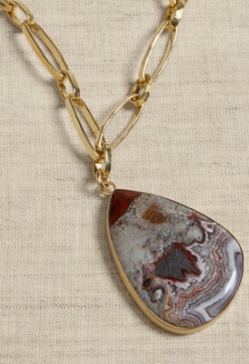 NWT BANANA REPUBLIC CRAZY LACE AGATE PENDANT #2 | AUREUS + ARGENT SRP $200