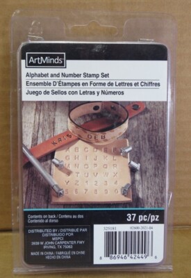 ART MINDS 325181 LEATHER ALPHABET & NUMBER STAMP SET 37 PIECES NEW