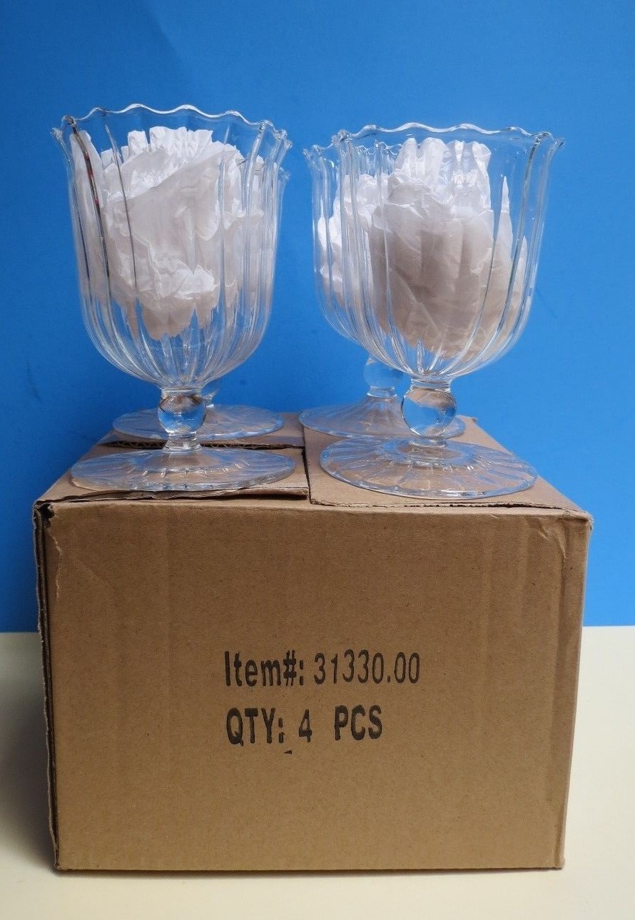 CLASSIC SMALL GLASS HURRICANE CANDLE HOLDERS ~ FOOTED 5