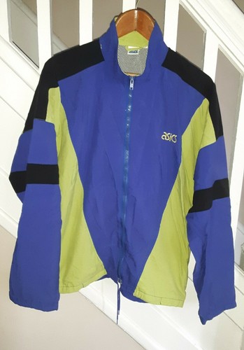vintage nylon jacket short used テック VTG Women's L Vintage Asics Purple Lime Green Nylon