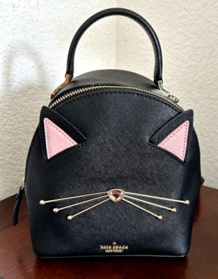 Kate Spade CAT kitty BINX Small Backpack Bag Purse Black Novelty New