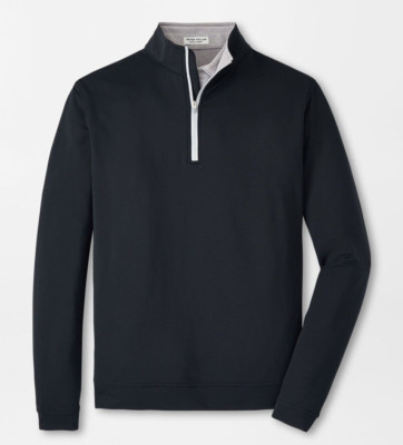 Peter Millar Crown Sport Perth Loop Black Quarter Zip Pullover Mens Sizes NEW